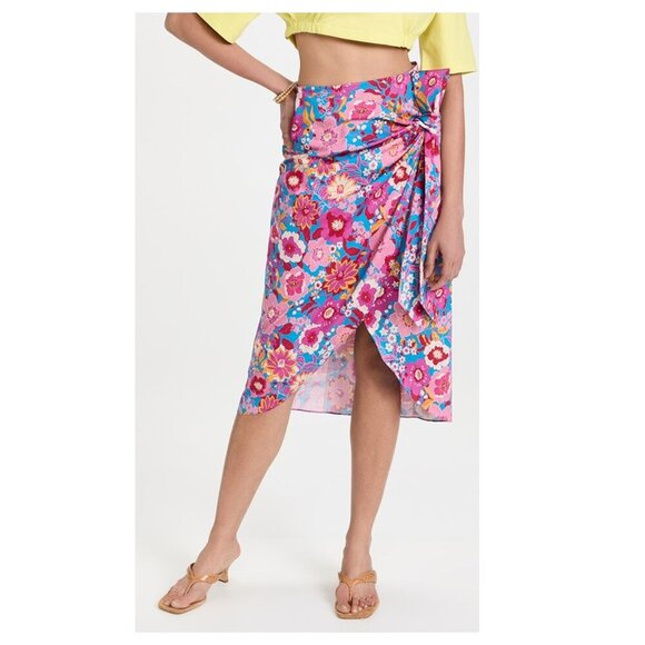 FIGUE Alena Retro Skirt Retro Floral Pink - Picture 1 of 13